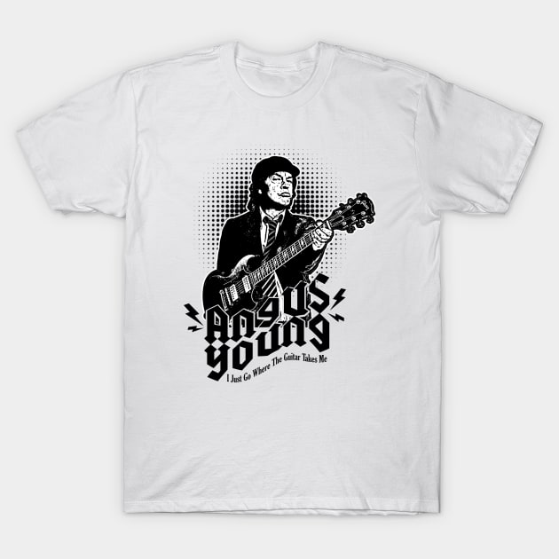 ANGUS YOUNG POP WHITE T-Shirt by AnggiePratama